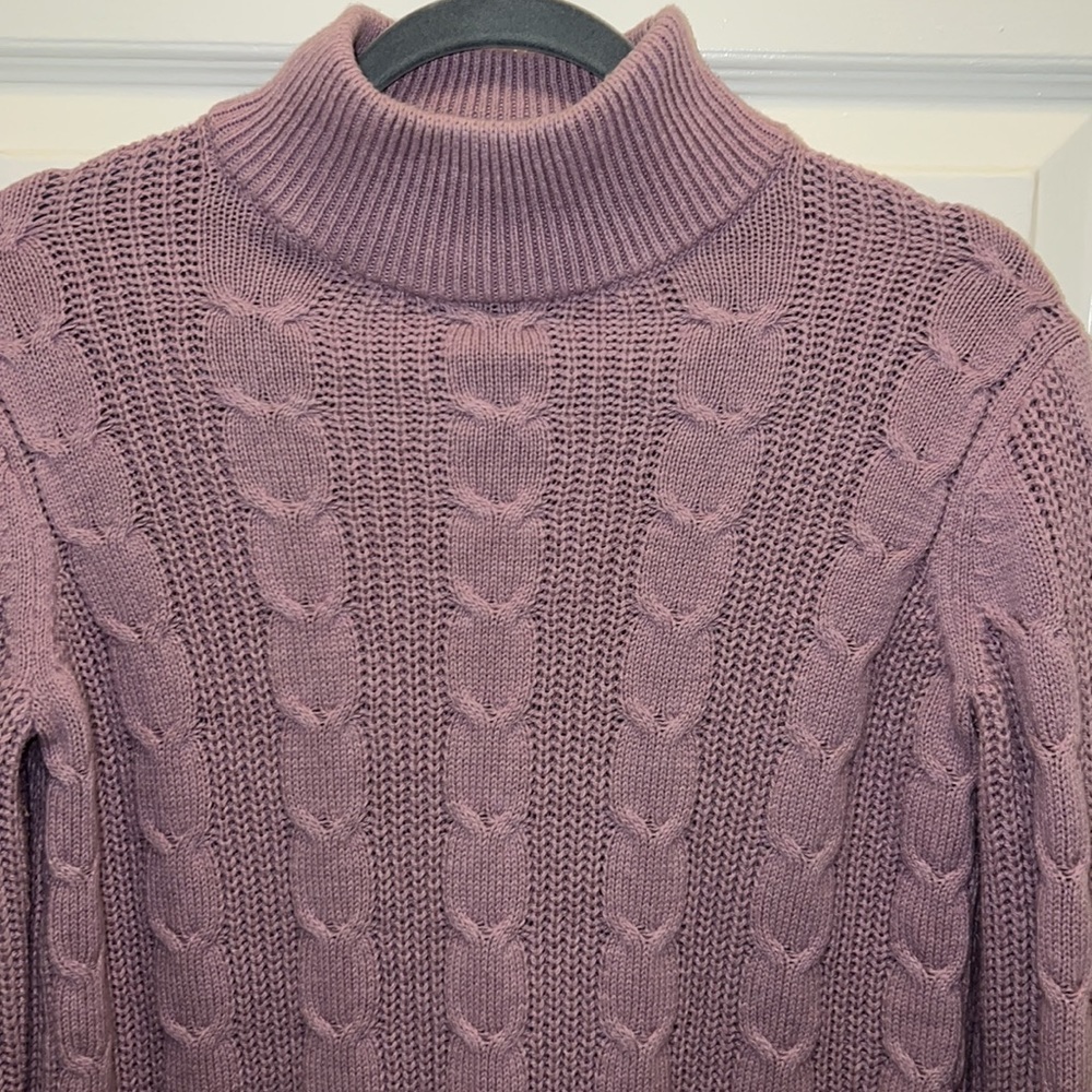 Banana Republic mock neck cable knit sweater. EUC. Lavender. Size XS. - Picture 2 of 10